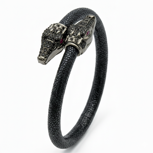 Crocodilus X 925 Black Spinel Eternity X Stingray Bracelet