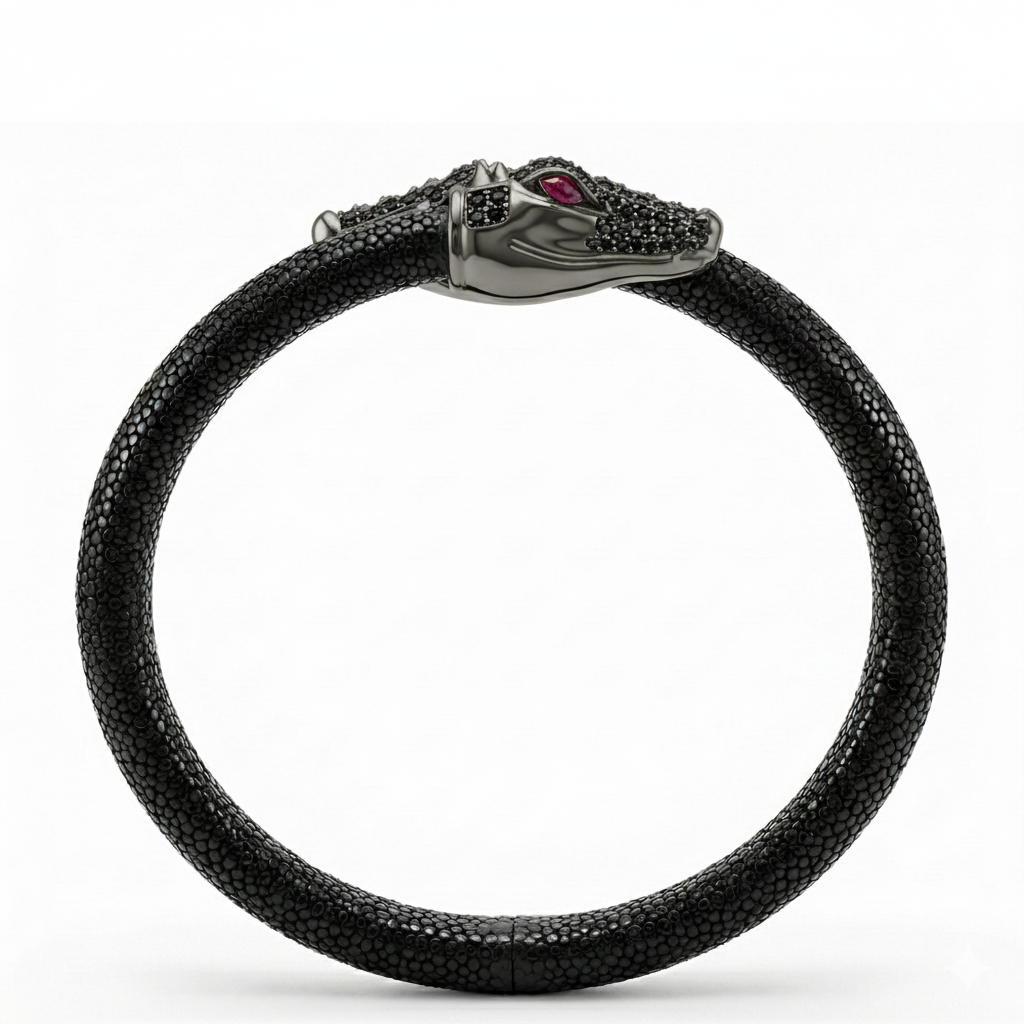 Crocodilus X 925 Black Spinel Eternity X Stingray Bracelet
