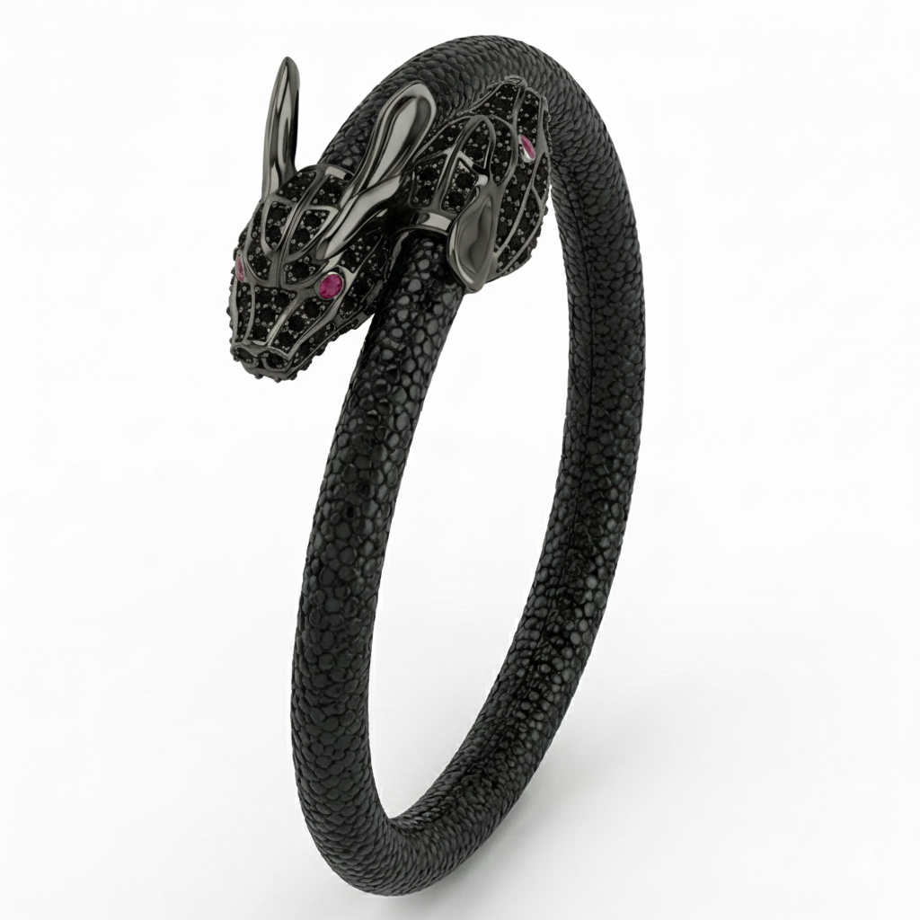 Lepus X 925 Black Spinel Eternity X Stingray Bracelet