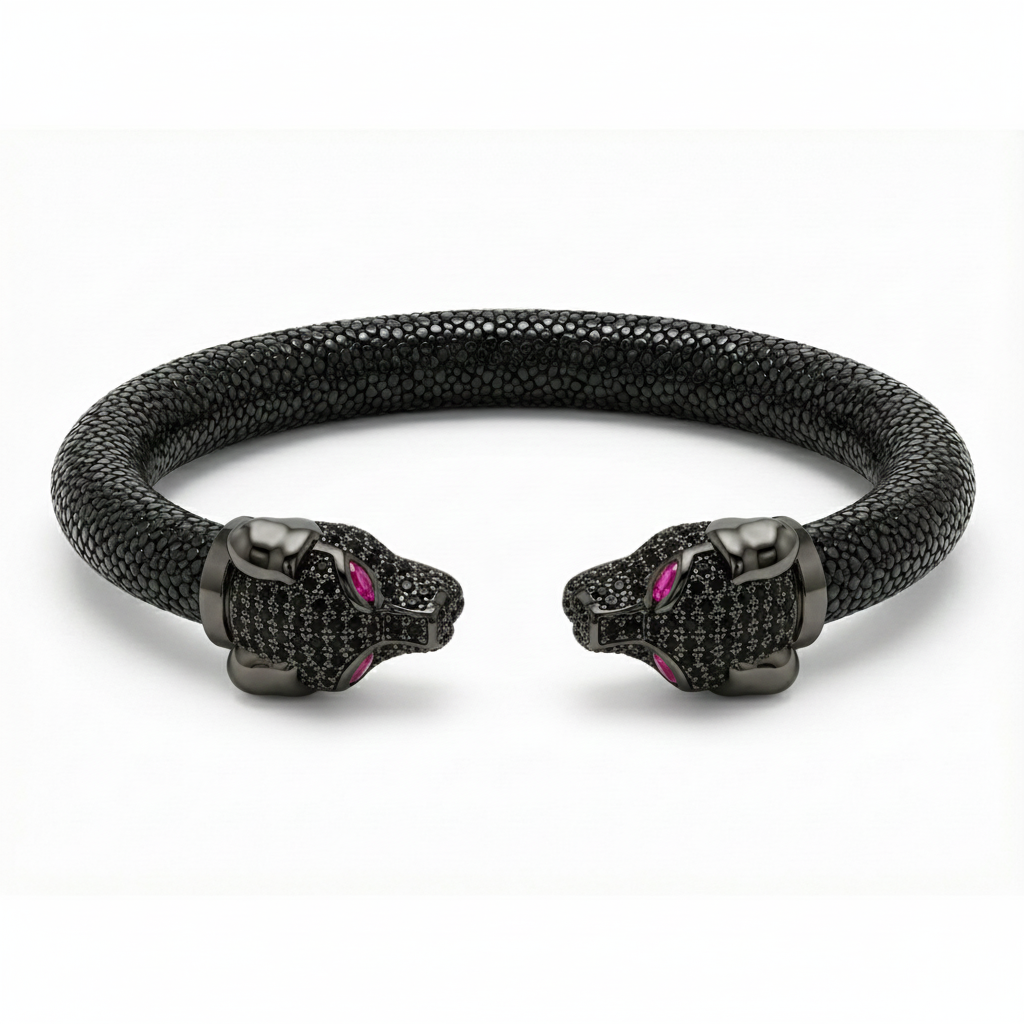 Canis 925 Black Spinel & Ruby Stingray Bracelet
