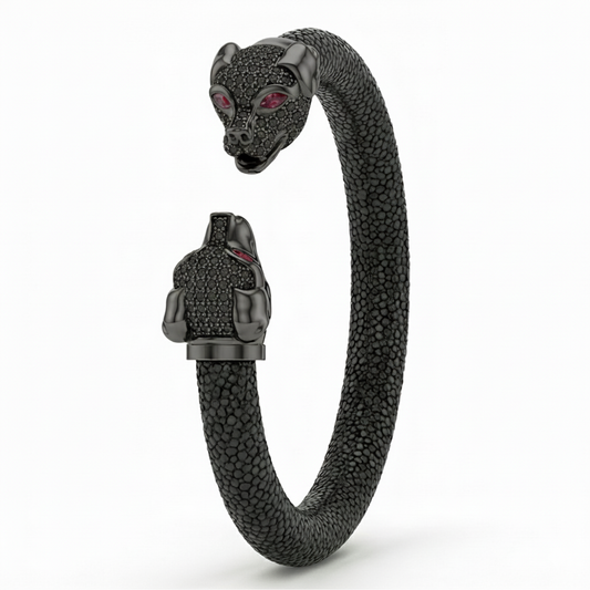 Canis 925 Black Spinel & Ruby Stingray Bracelet