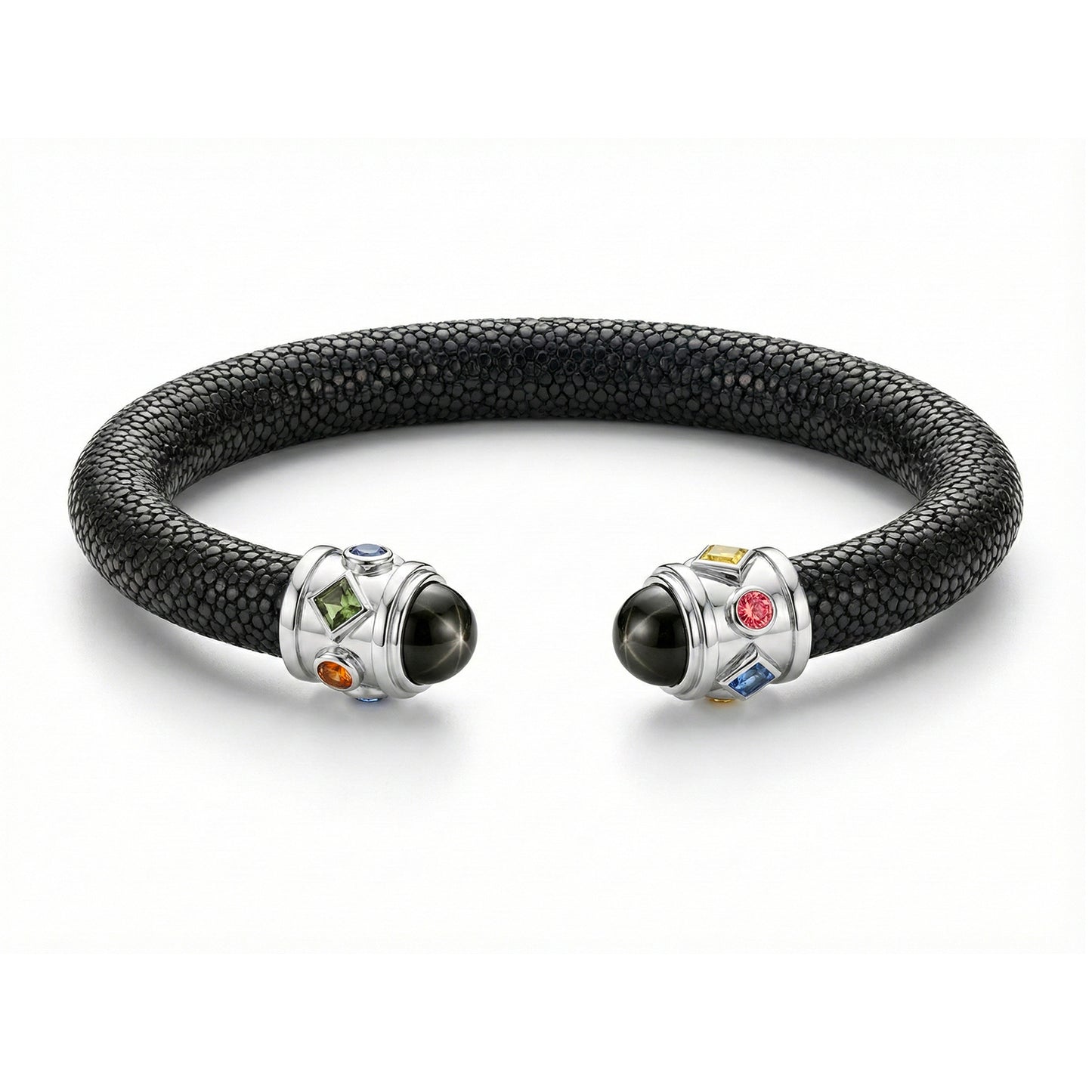 Alix 925 Black Star Diopside & Fancy Sapphire Stingray Bangle