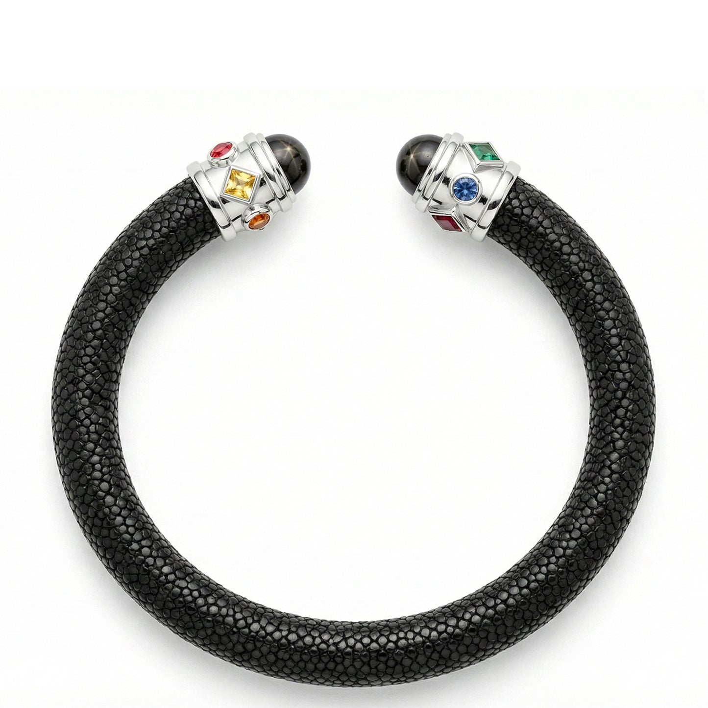 Alix 925 Black Star Diopside & Fancy Sapphire Stingray Bangle