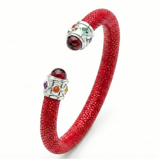 Alix 925 Garnet & Fancy Sapphire Stingray Bangle