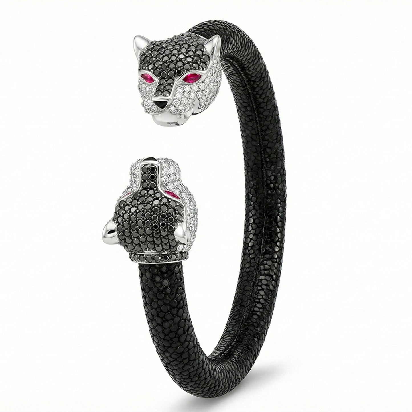 Jaguar 925 White Sapphire, Black Spinel & Ruby Stingray Bracelet
