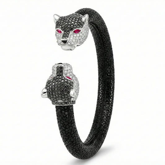 Jaguar 925 White Sapphire, Black Spinel & Ruby Stingray Bracelet