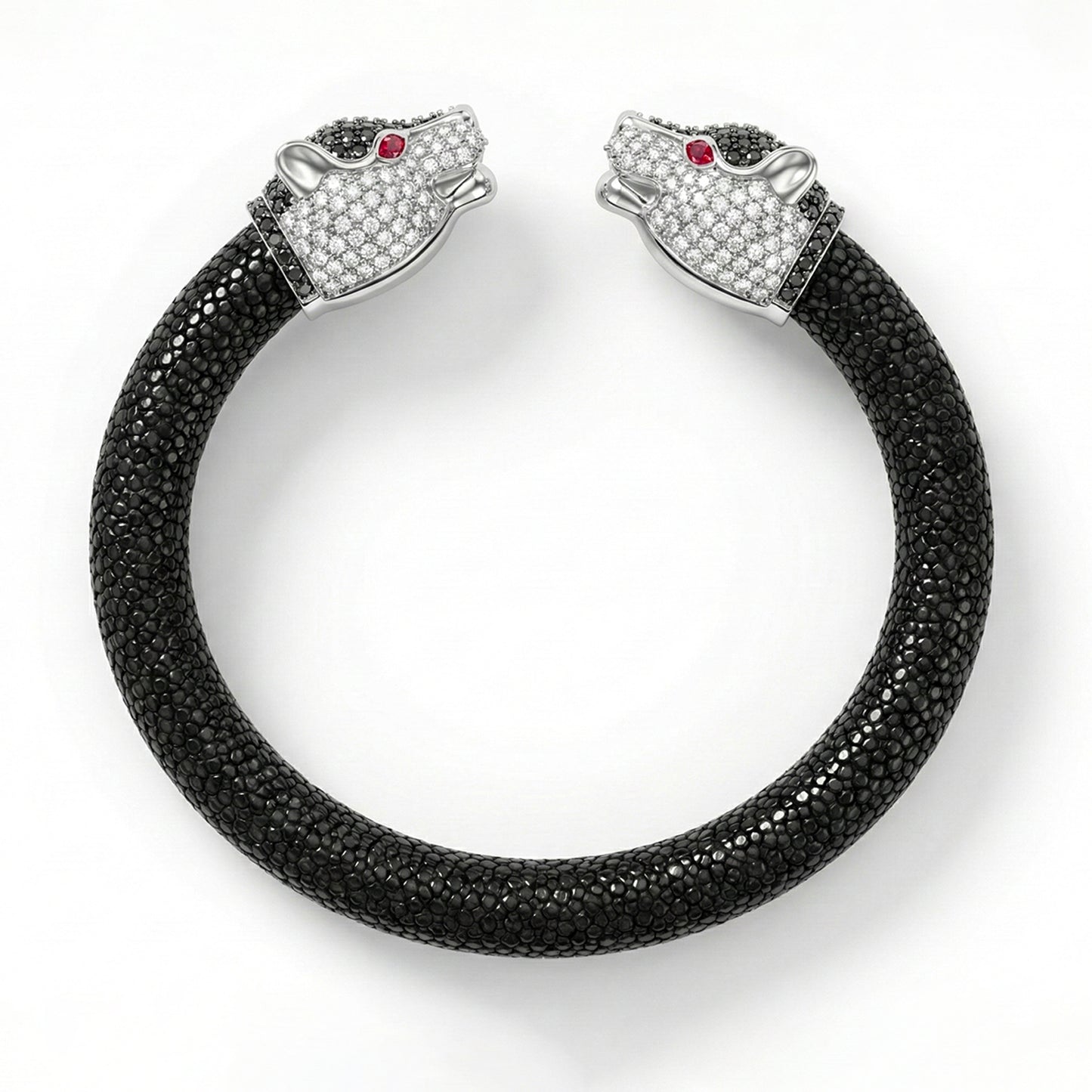Jaguar 925 White Sapphire, Black Spinel & Ruby Stingray Bracelet