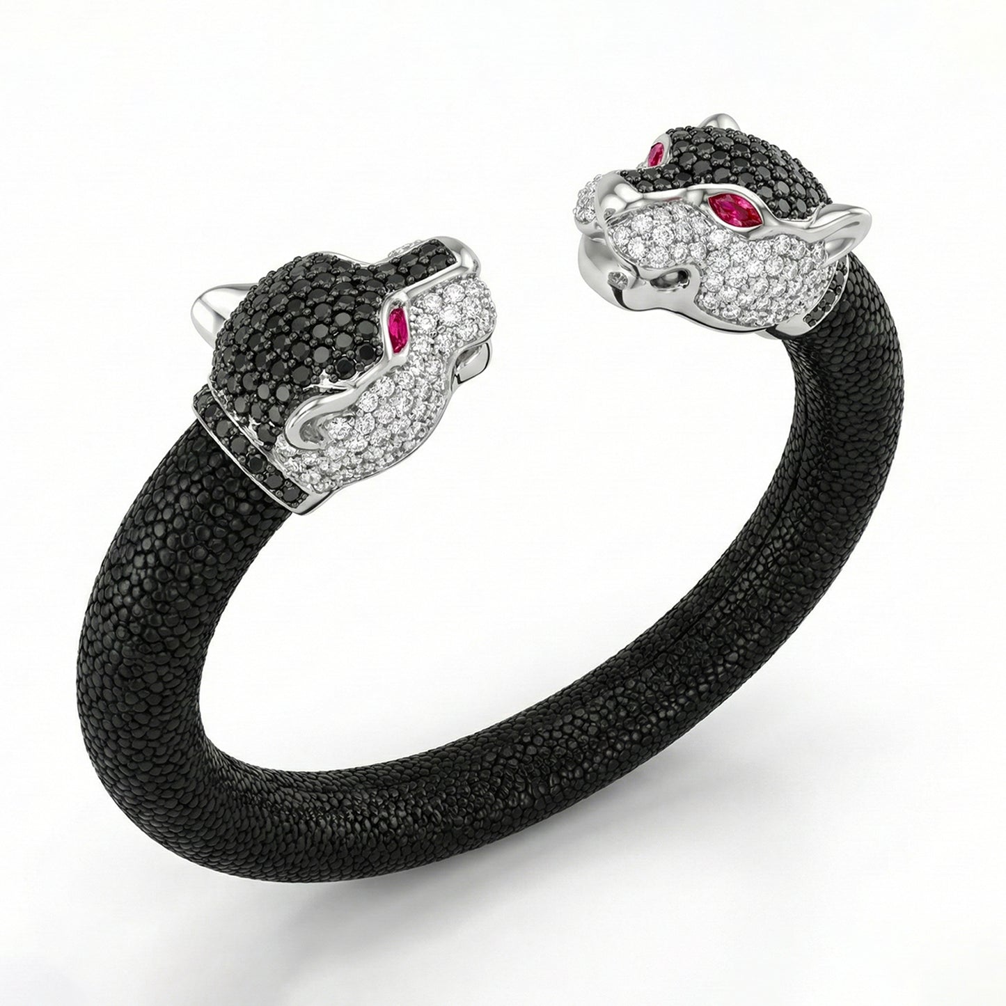 Jaguar 925 White Sapphire, Black Spinel & Ruby Stingray Bracelet