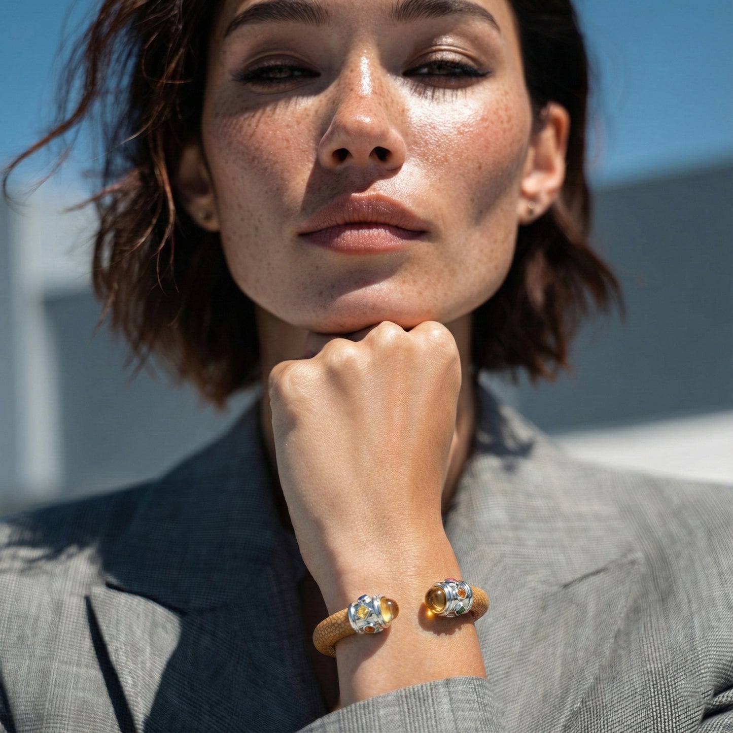 Alix 925 Citrine & Fancy Sapphire Stingray Bangle