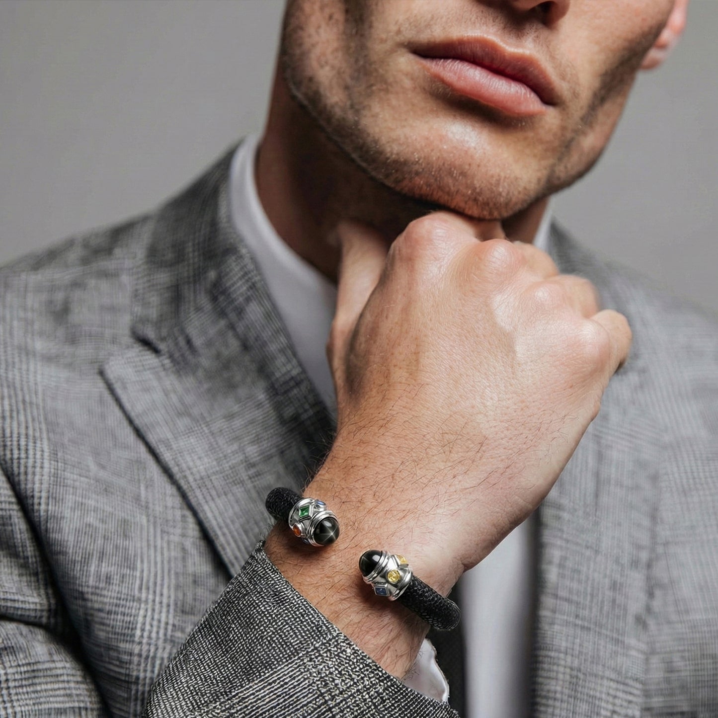 Alix 925 Garnet & Fancy Sapphire Stingray Bangle