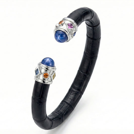 Alix 925 Blue Star Sapphire & Fancy Sapphire Stingray Bangle