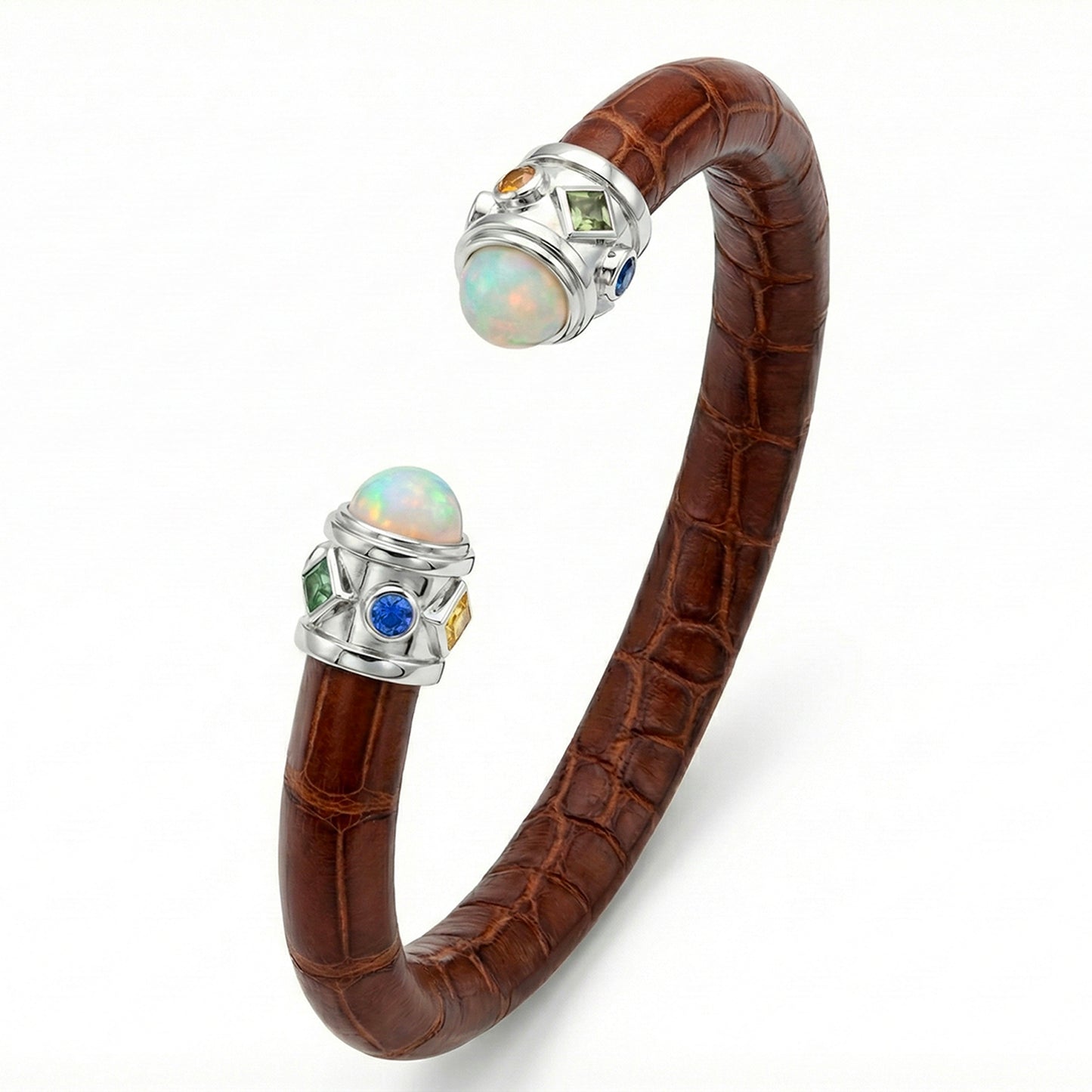 Alix 925 Ethiopian Opal & Fancy Sapphire Stingray Bangle