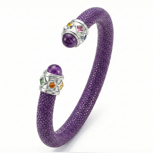 Alix 925 Amethyst & Fancy Sapphire Stingray Bangle