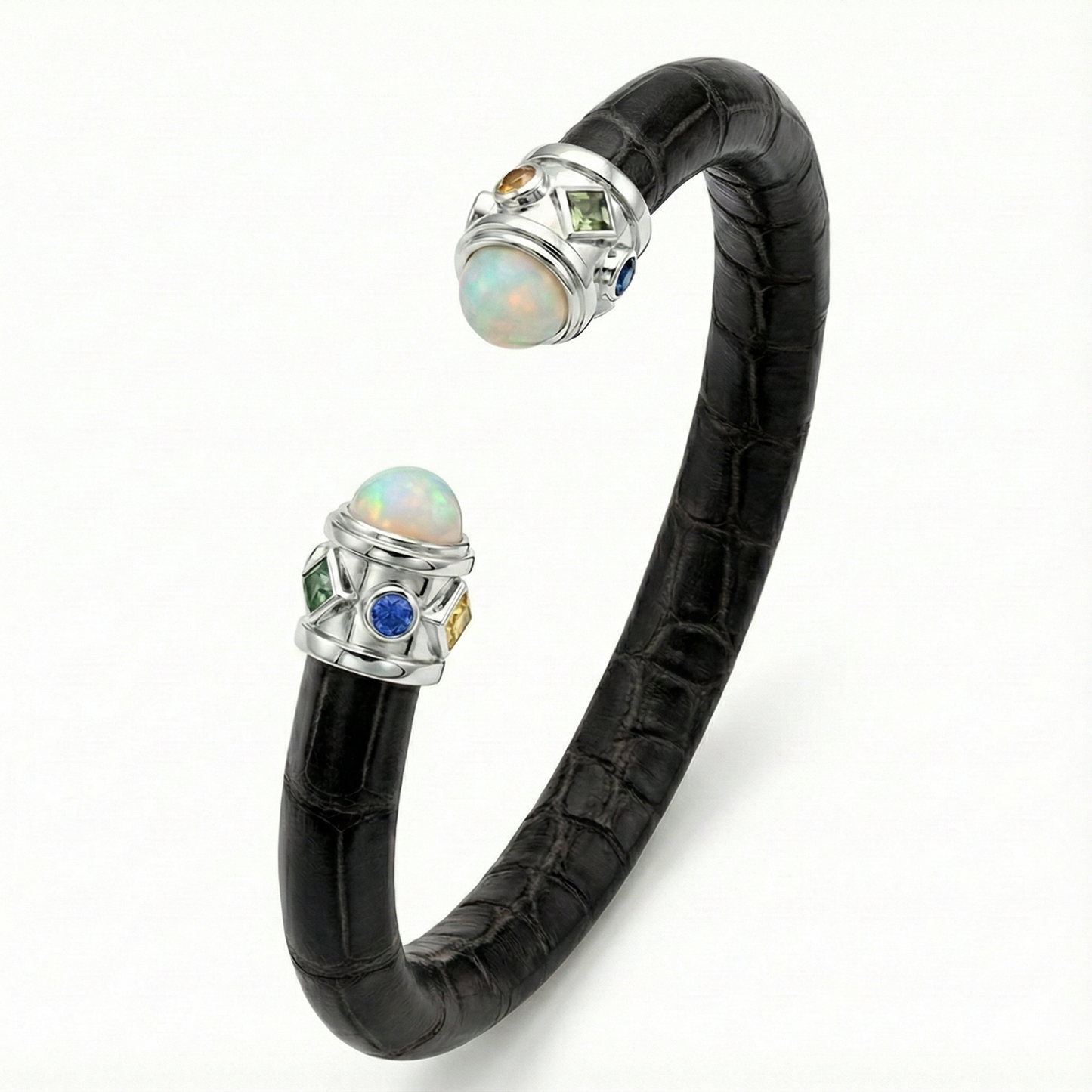 Alix 925 Ethiopian Opal & Fancy Sapphire Stingray Bangle