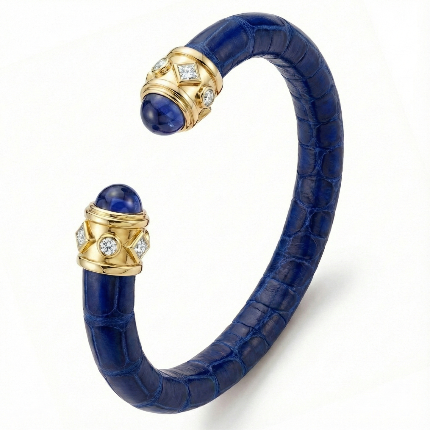 Alix 18k Gold Blue Sapphire & Diamonds Stingray Bangle