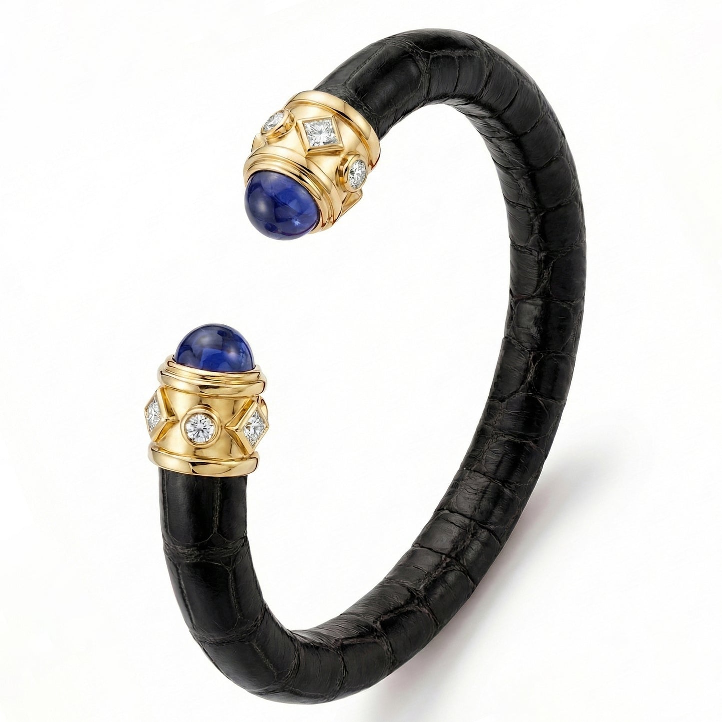 Alix 18k Gold Blue Sapphire & Diamonds Stingray Bangle
