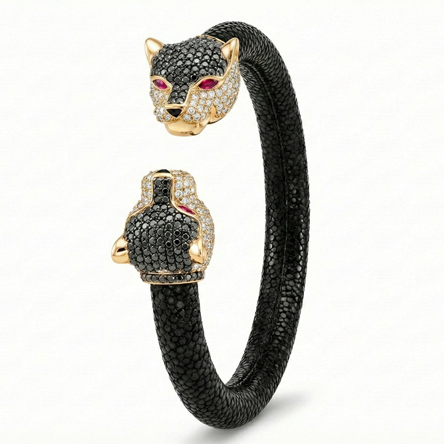 Jaguar 925 White Sapphire, Black Spinel & Ruby Stingray Bracelet