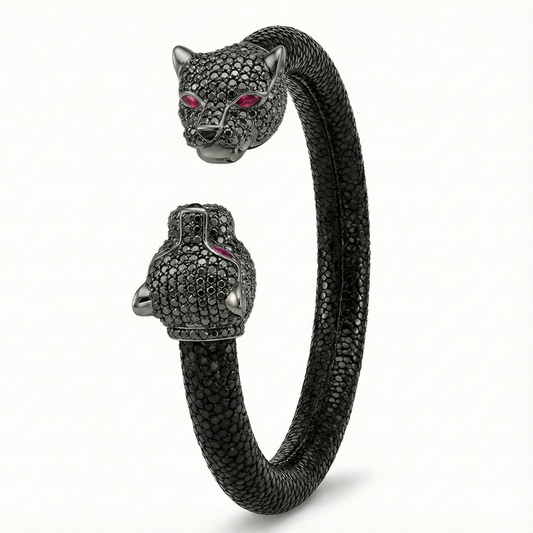 Jaguar 925  Black Spinel & Ruby Stingray Bracelet