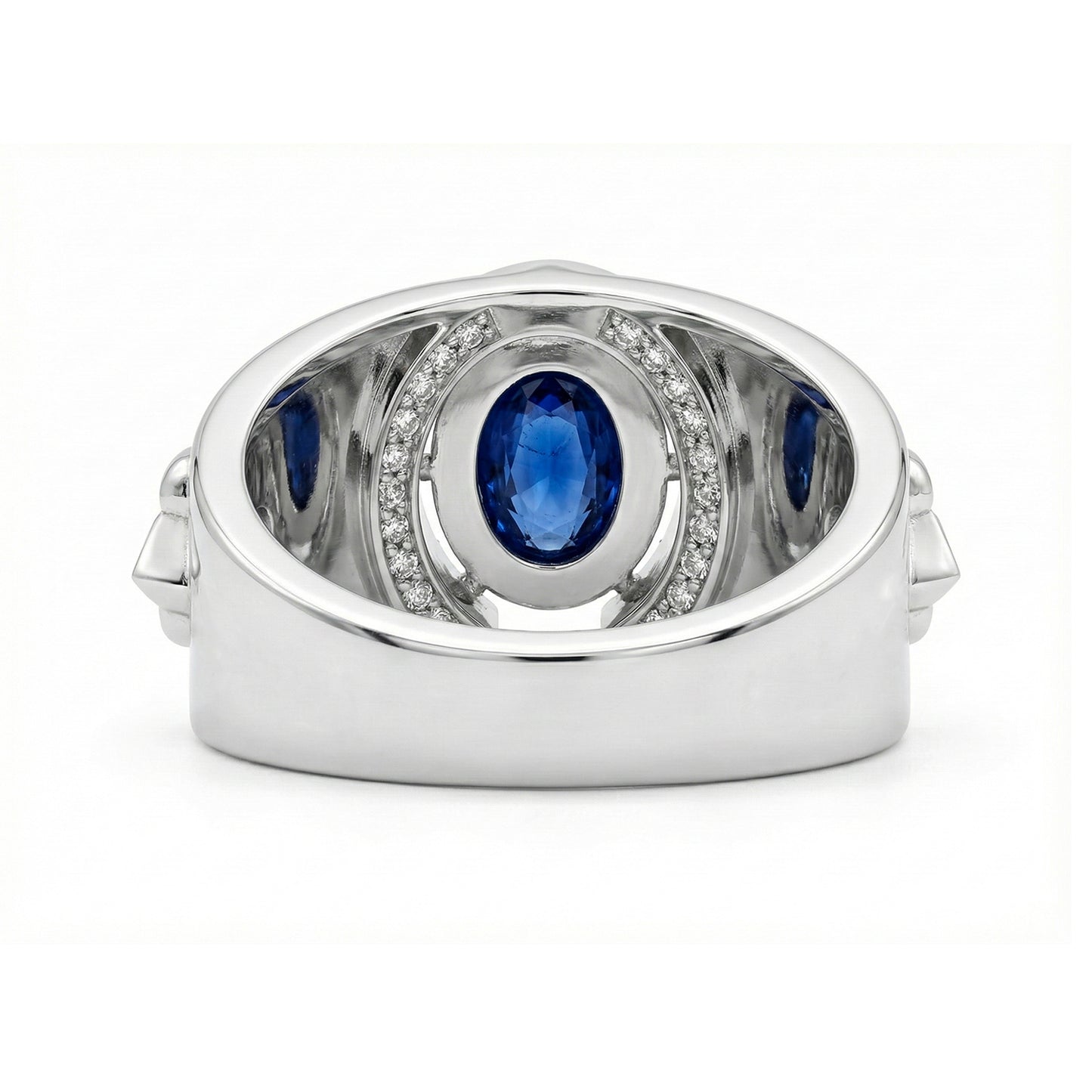 FDL12  Platinum Oval Blue Sapphire PT950 Men’s Ring