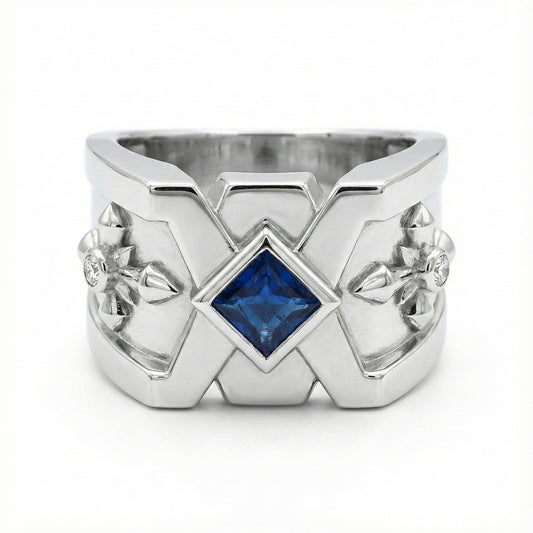 FDF03 Blue Sapphire Platinum PT950 Men’s Ring