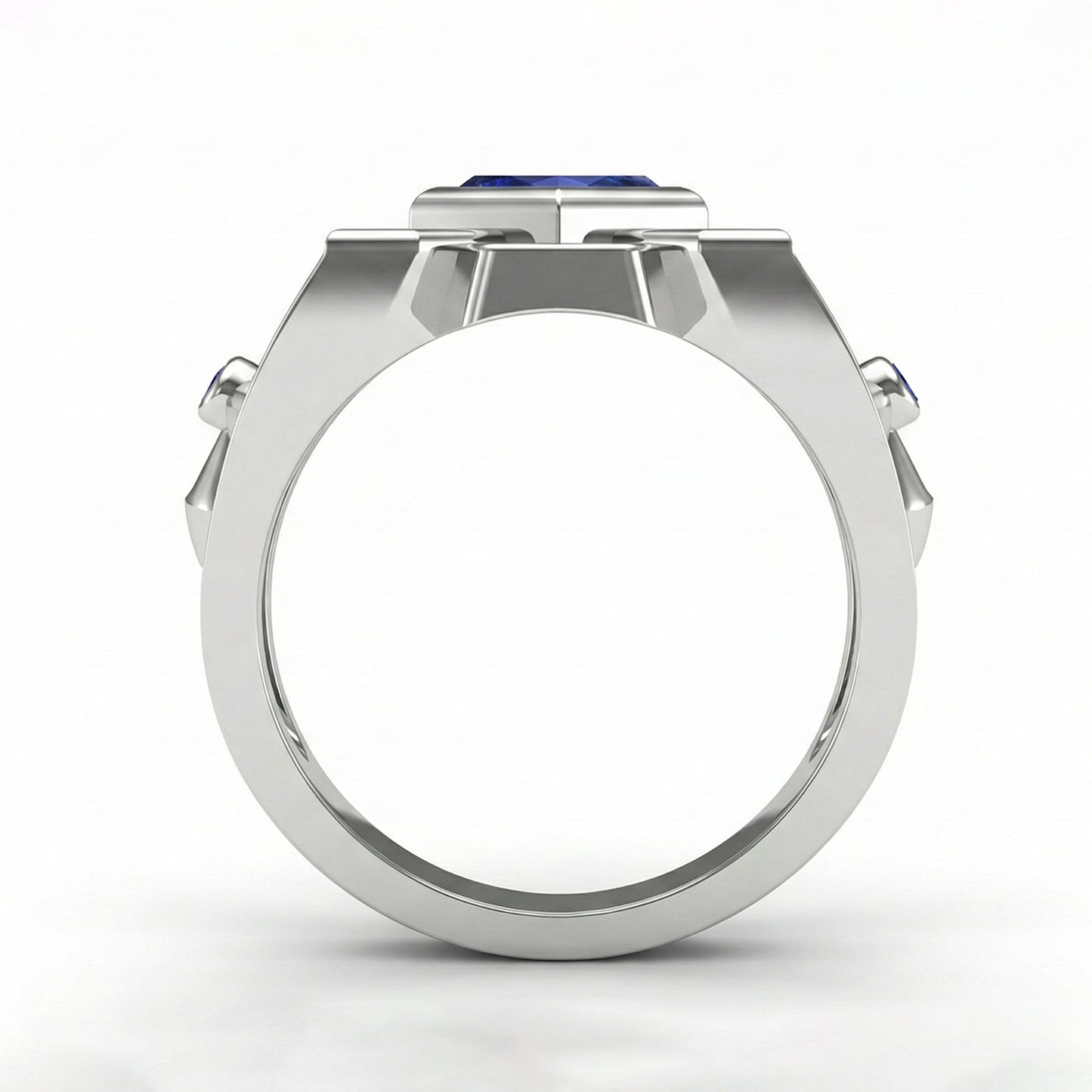 FDF03 Blue Sapphire Platinum PT950 Men’s Ring