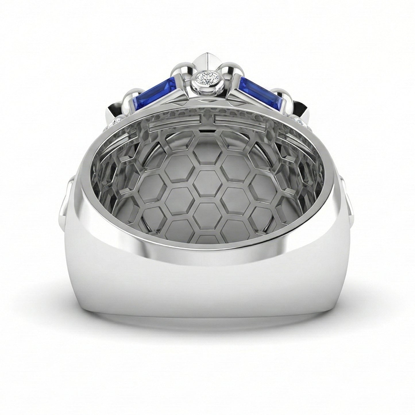 FDF06 Platinum Blue Sandstone Diamond PT950 Men’s Ring