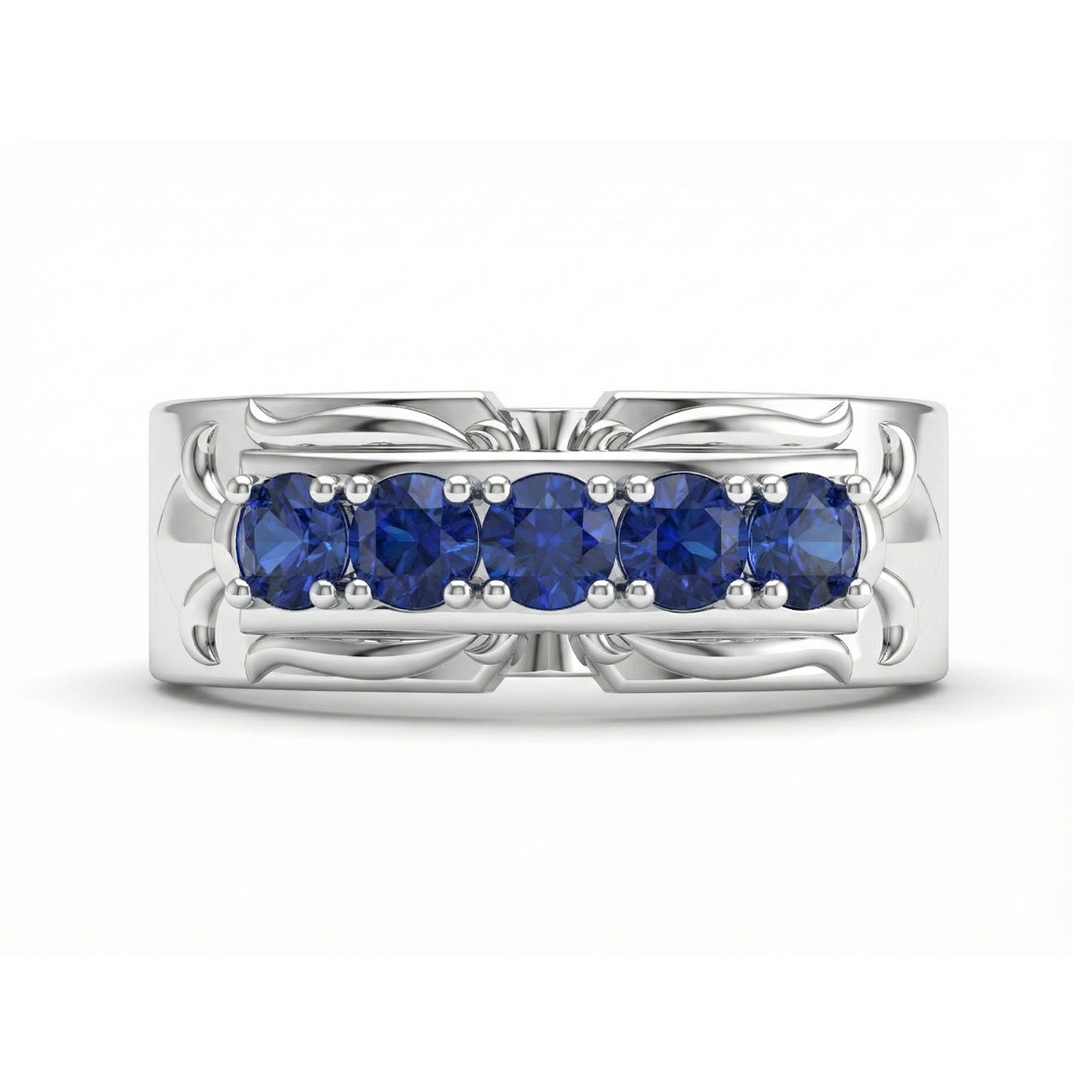 FDF02 Blue Sapphire Platinum PT950 Unisex Ring