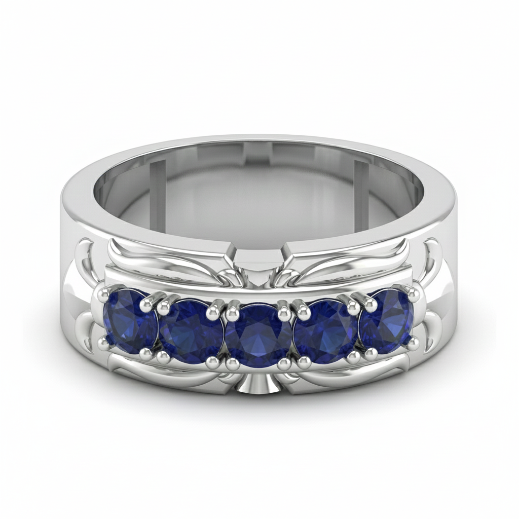 FDF02 Blue Sapphire Platinum PT950 Unisex Ring