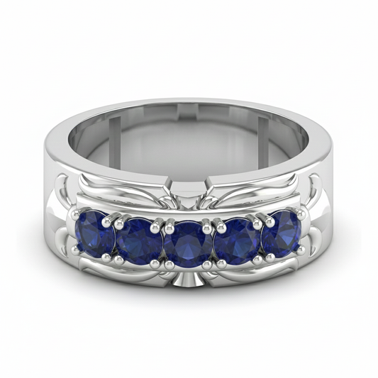 FDF02 Blue Sapphire Platinum PT950 Unisex Ring