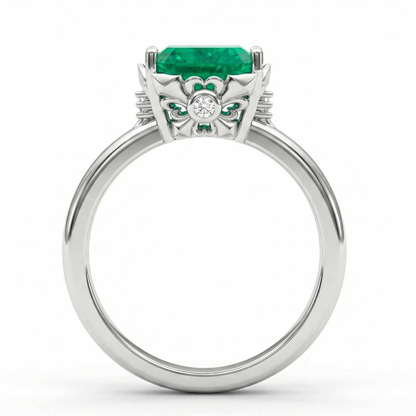 FDF09 Platinum Octagon Emerald PT950 Unisex Ring