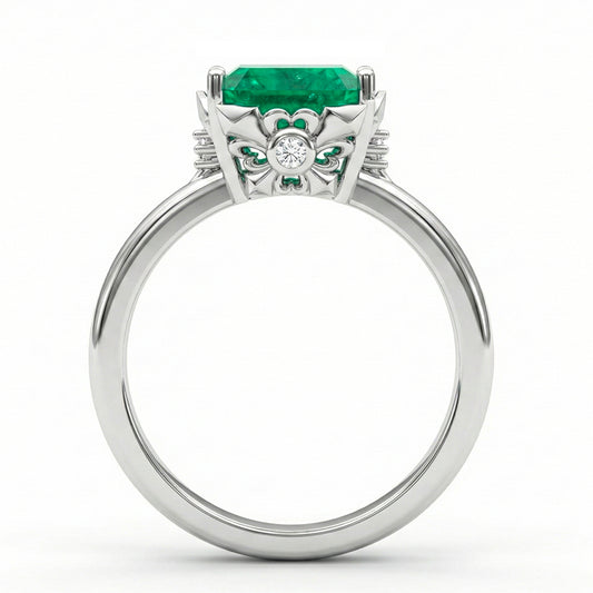 FDF09 Platinum Octagon Emerald PT950 Unisex Ring