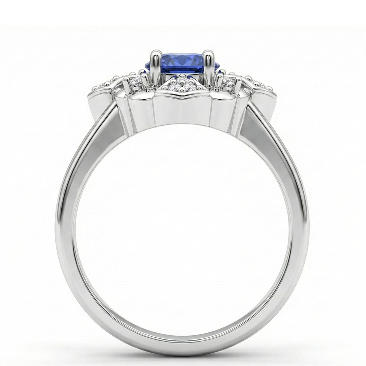 FDF06  Platinum Round Blue Sapphire  PT950 Unisex Ring