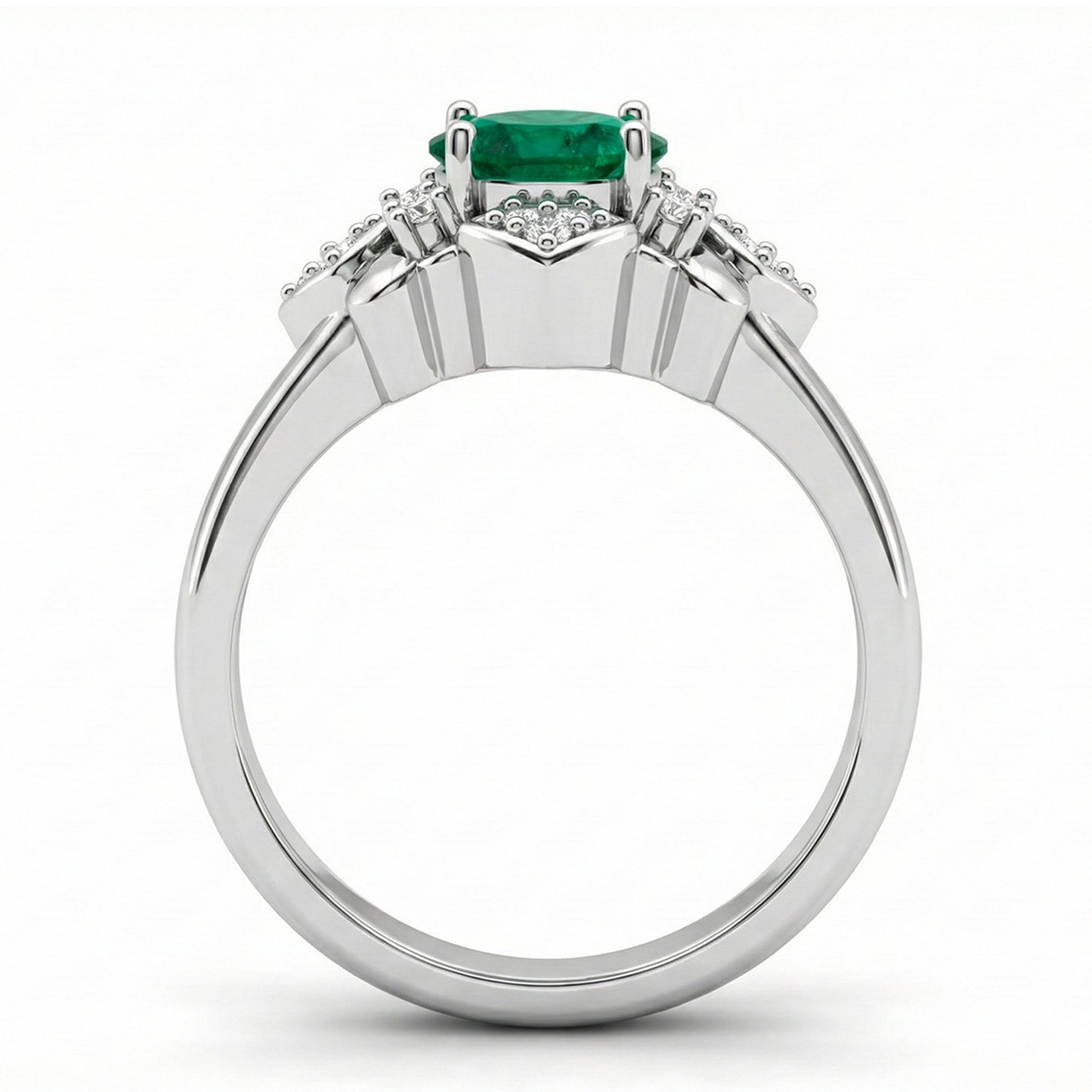 FDF06  Platinum Oval Emerald  PT950 Unisex Ring