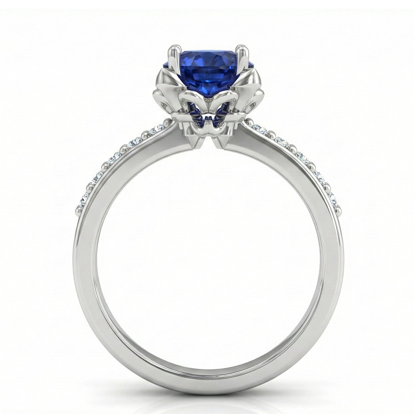 FDF07  Platinum Round Blue Sapphire  PT950 Ladies Ring
