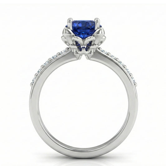 FDF07  Platinum Round Blue Sapphire  PT950 Ladies Ring