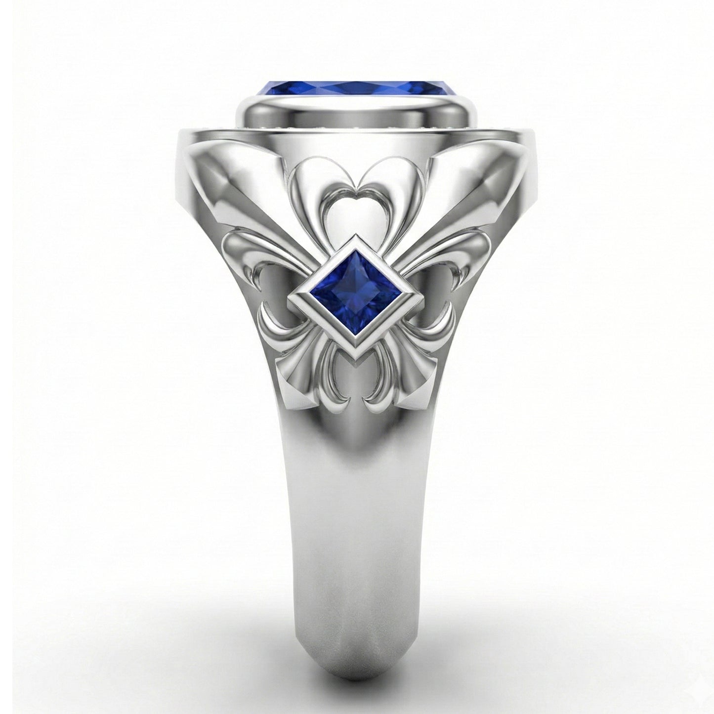 FDF04  Platinum Square Blue Sapphire  PT950 Men’s Ring