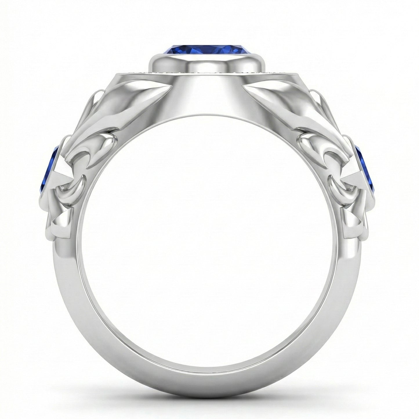 FDF04  Platinum Square Blue Sapphire  PT950 Men’s Ring