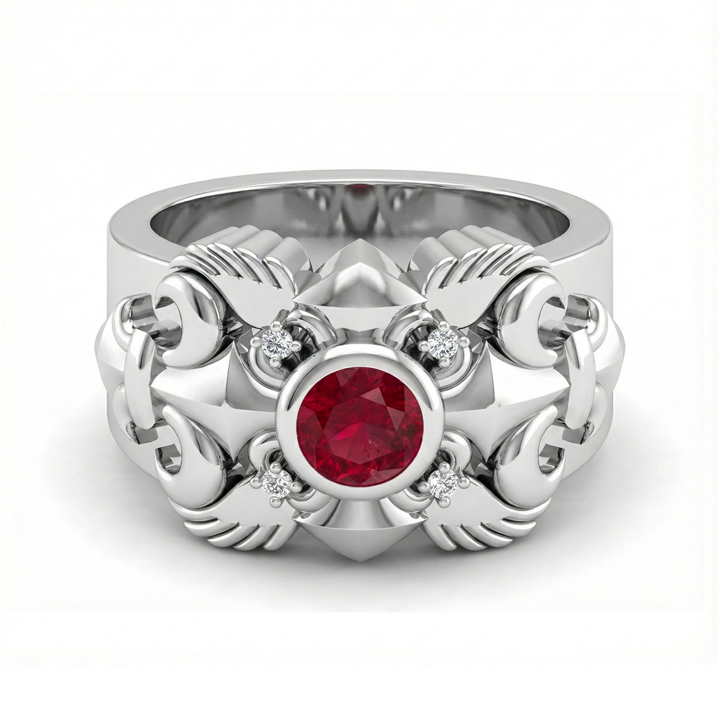 FDL03  Platinum Round Ruby PT950 Men’s Ring