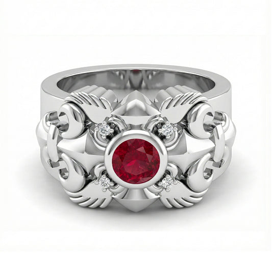 FDL03  Platinum Round Ruby PT950 Men’s Ring