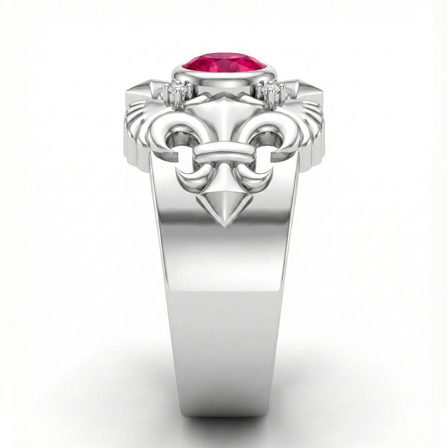 FDL03  Platinum Round Ruby PT950 Men’s Ring