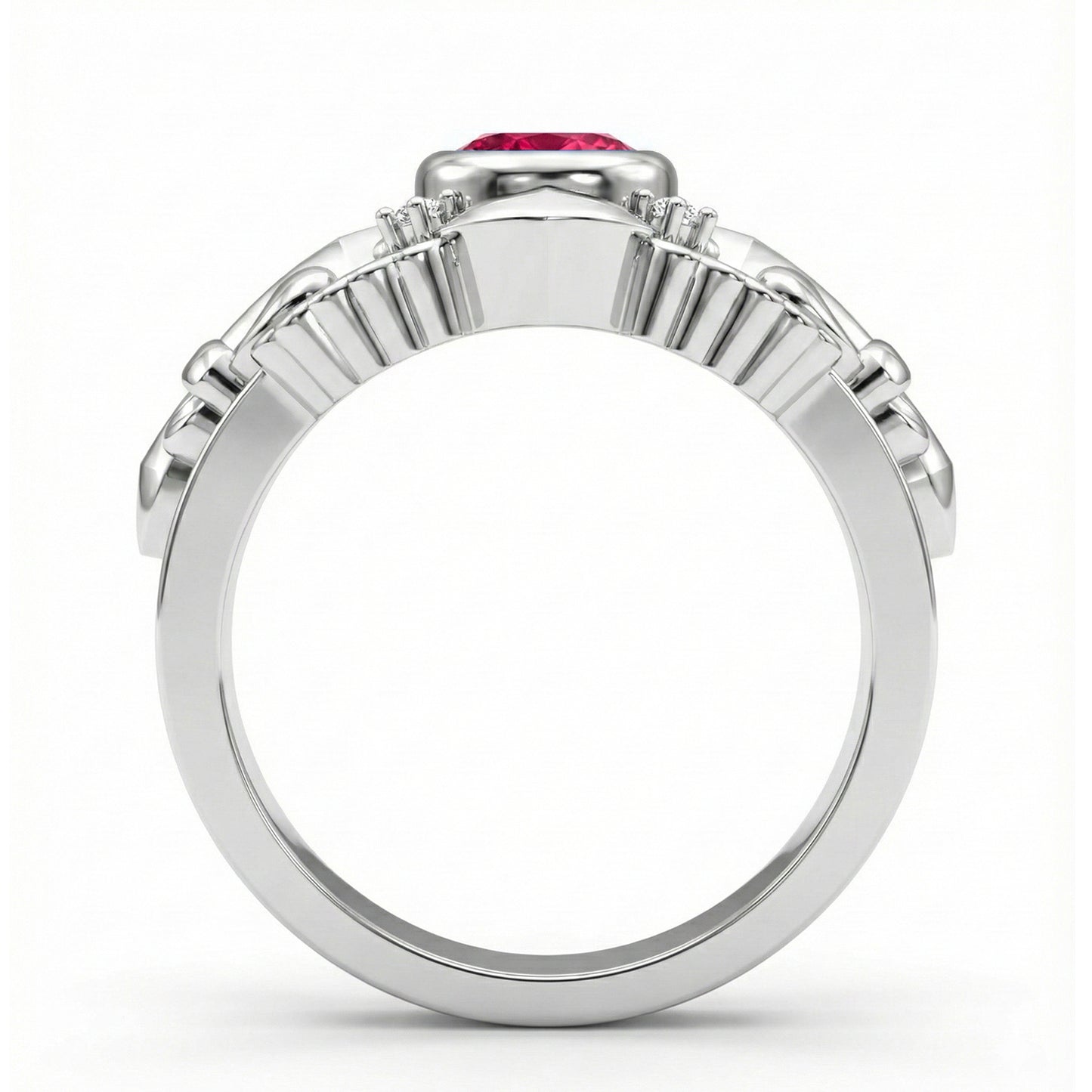 FDL03  Platinum Round Ruby PT950 Men’s Ring