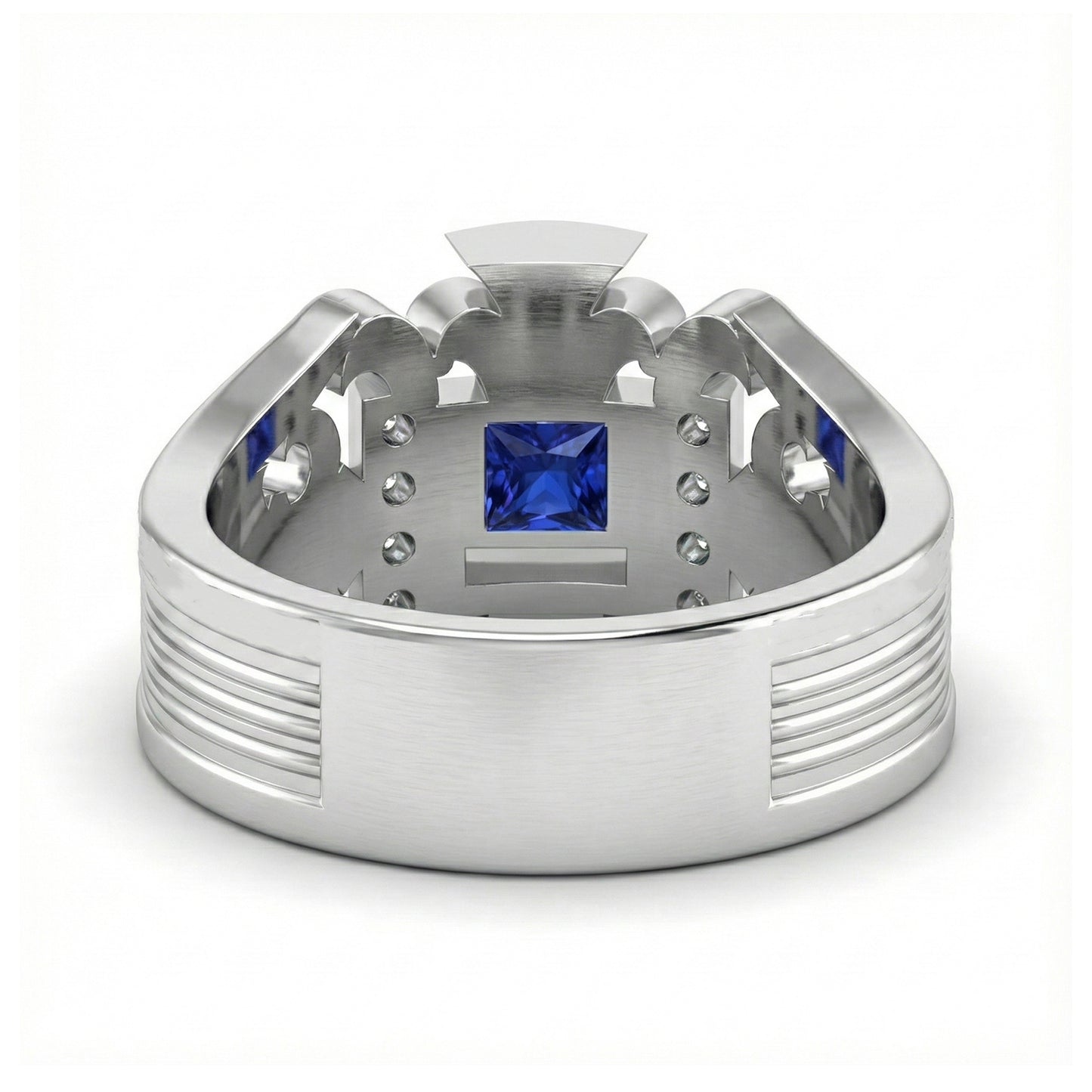 FDL05  Platinum Square Blue Sapphire  PT950 Men’s Ring