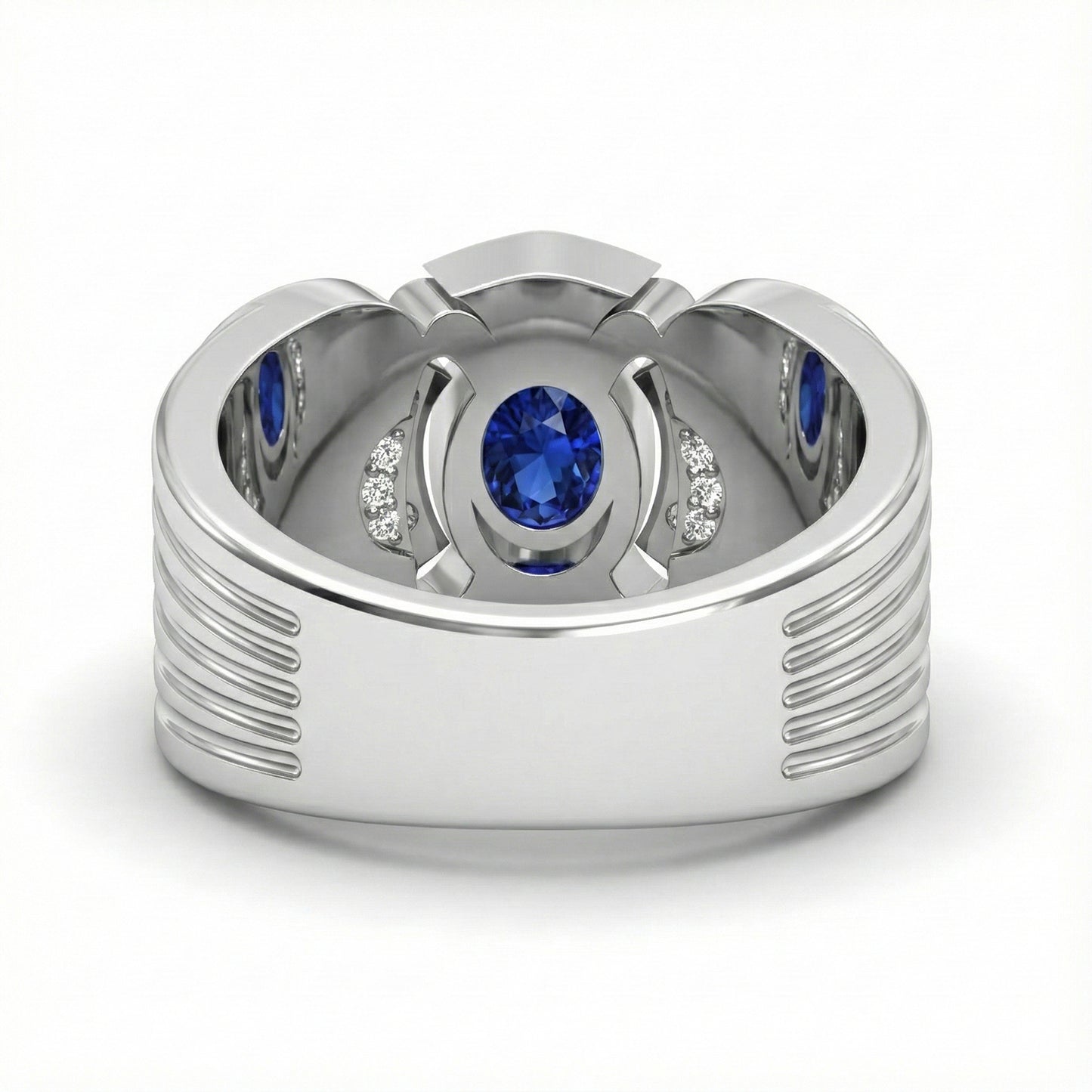 FDL04  Platinum Oval Blue Sapphire  PT950 Men’s Ring