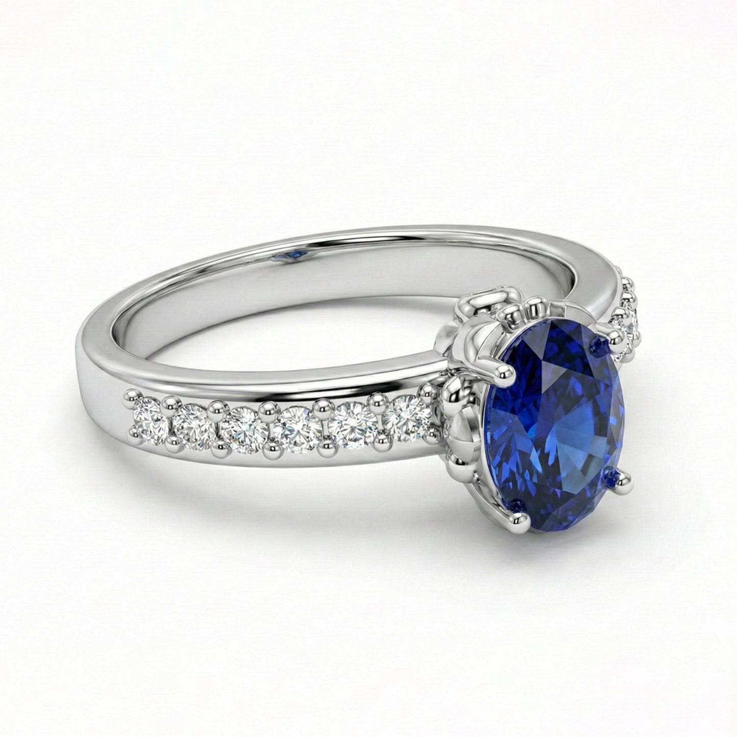 FDF08 Platinum Oval Blue Sapphire PT950 Ladies Ring