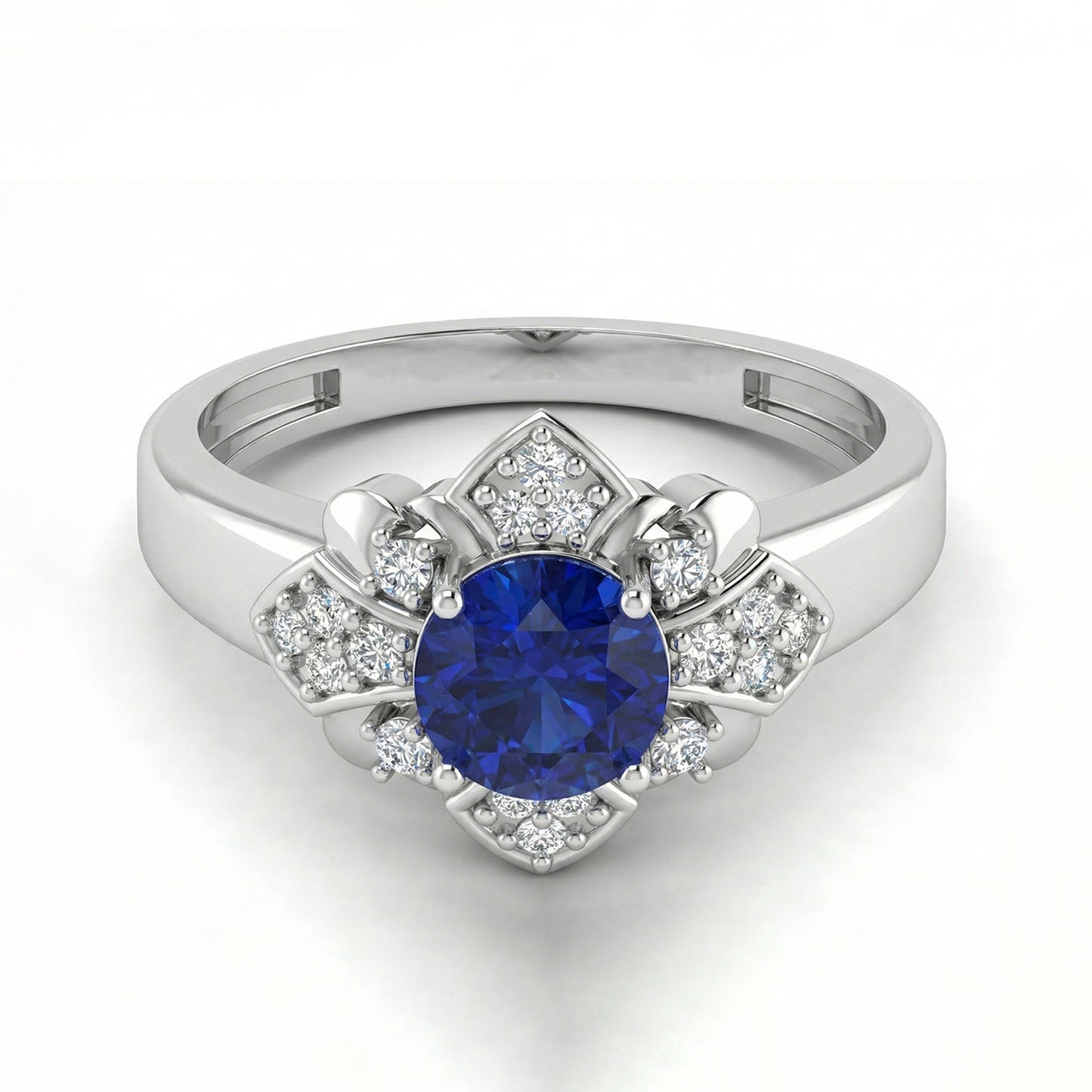 FDF06  Platinum Round Blue Sapphire  PT950 Unisex Ring