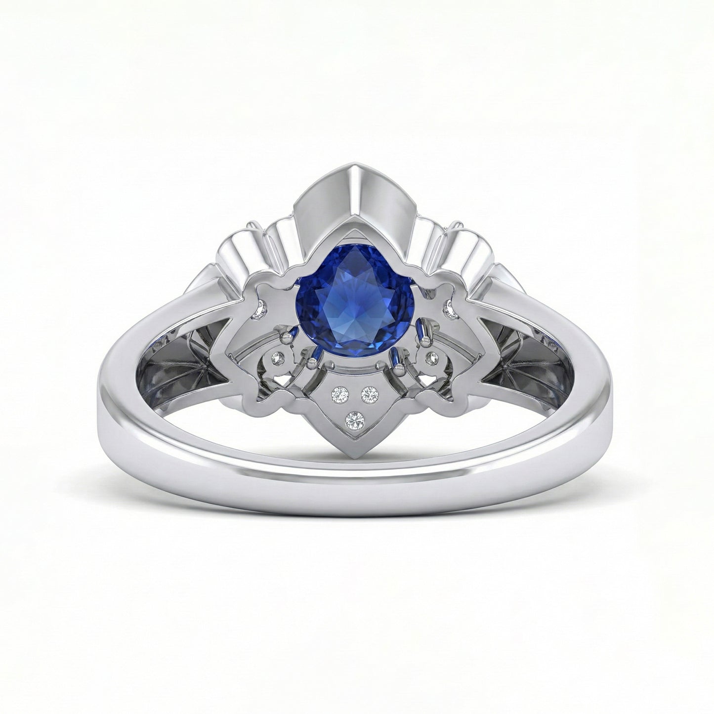 FDF06  Platinum Round Blue Sapphire  PT950 Unisex Ring