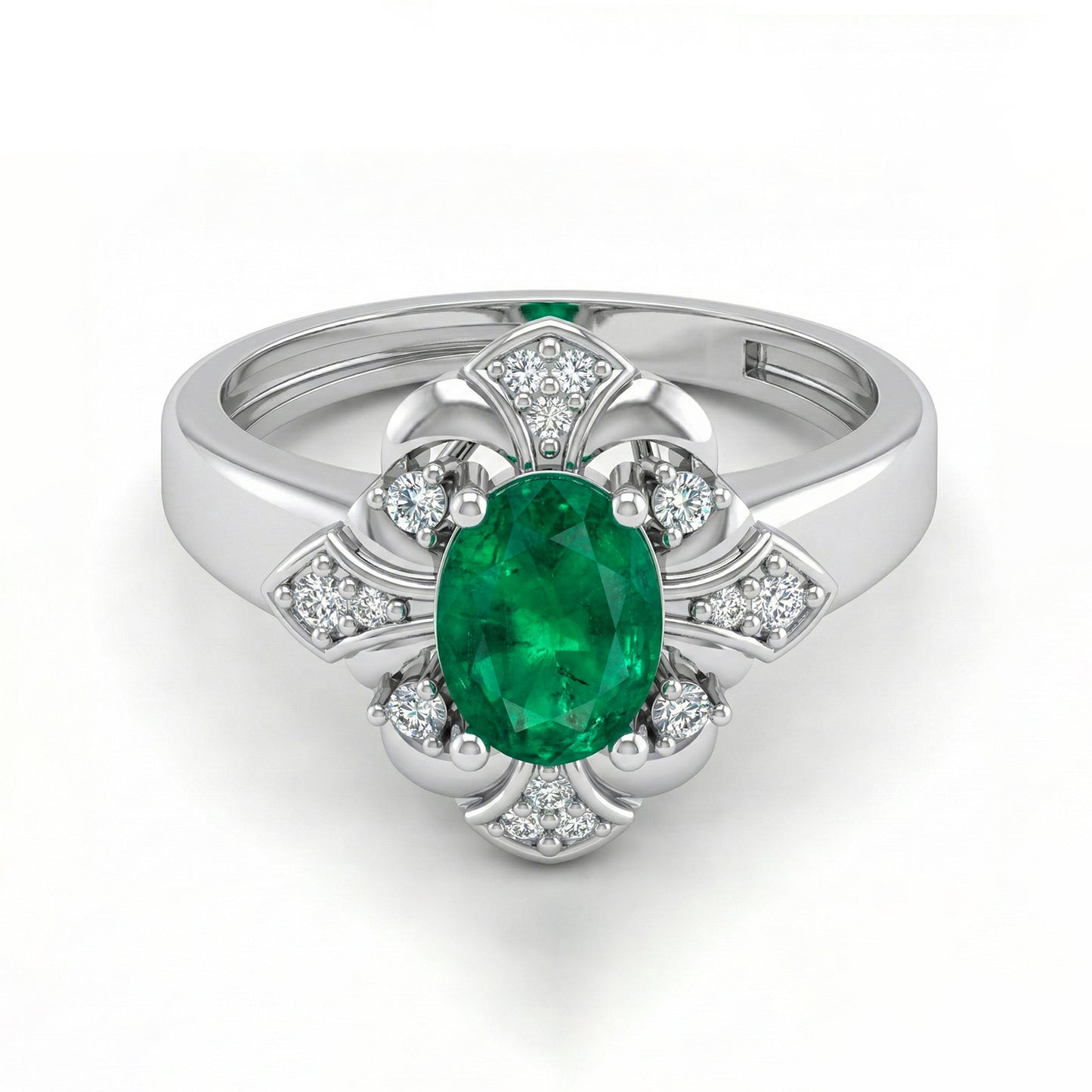 FDF06  Platinum Oval Emerald  PT950 Unisex Ring