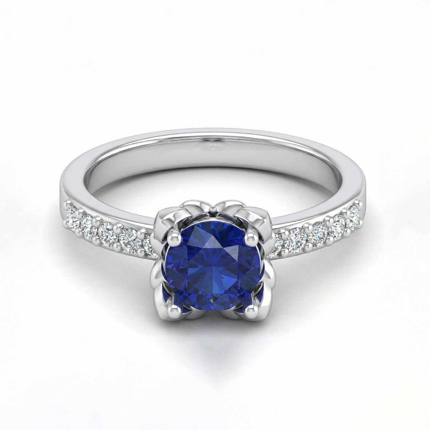 FDF07  Platinum Round Blue Sapphire  PT950 Ladies Ring
