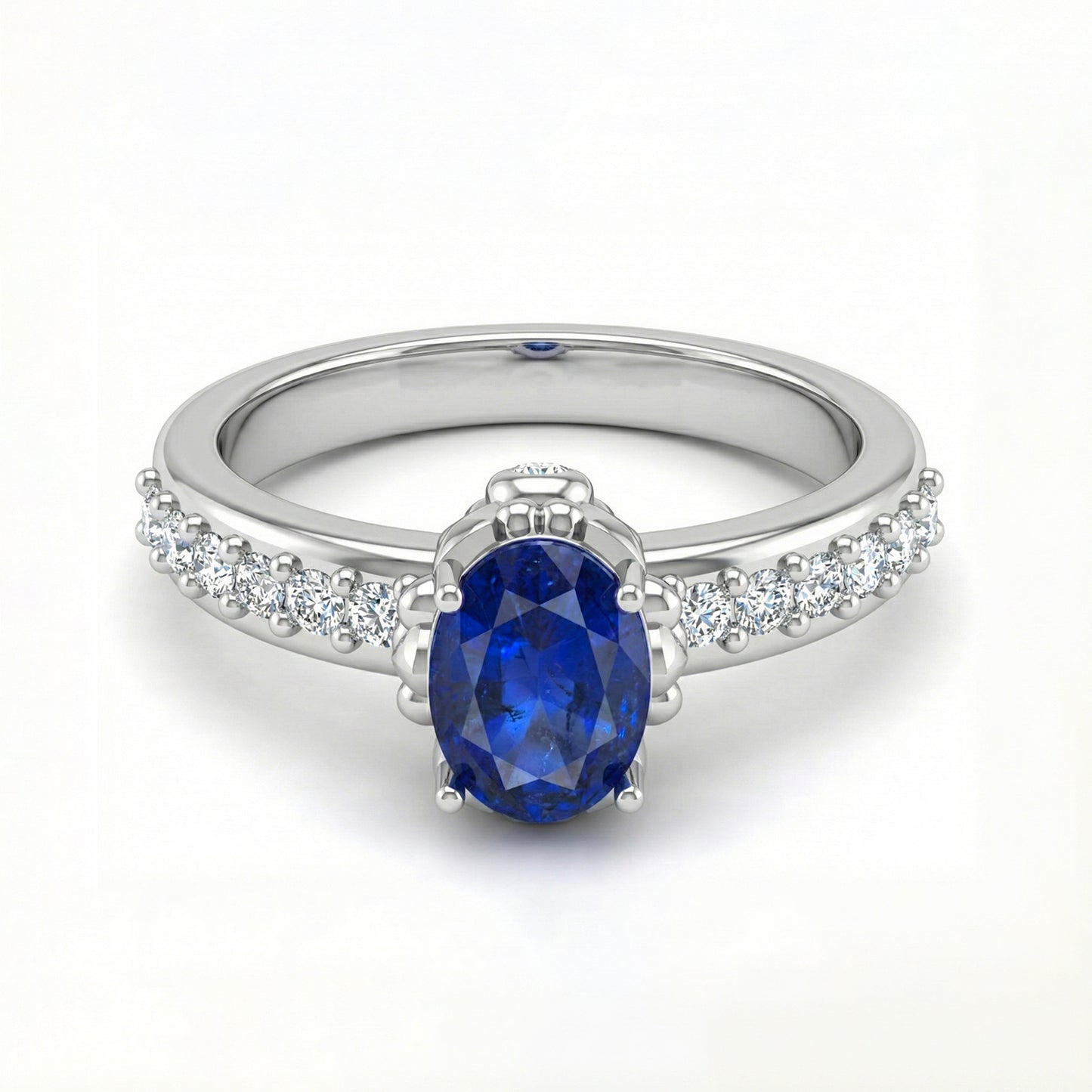 FDF08 Platinum Oval Blue Sapphire PT950 Ladies Ring
