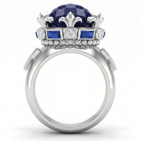 FDF06 Platinum Blue Sandstone Diamond PT950 Men’s Ring